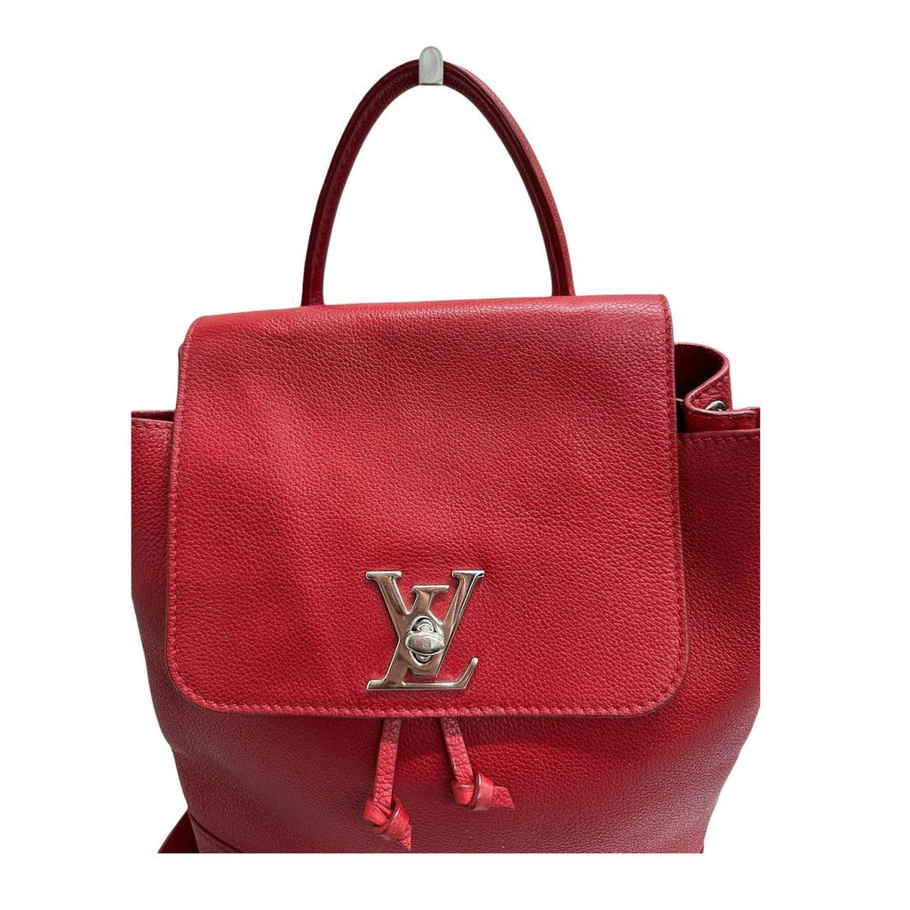 Louis Vuitton Lockme Red Ruby Silver Leather Backpack — view 3
