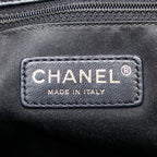 Chanel Quilted CC Logo Tote Shoulder Bag Black Caviar Leather