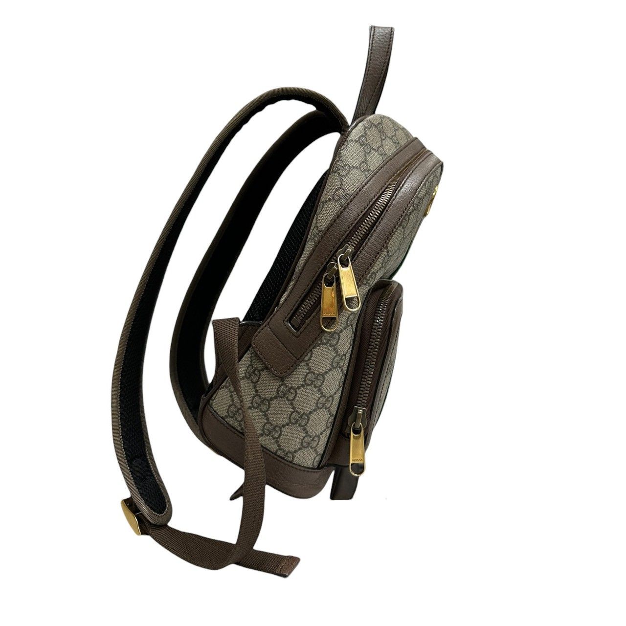 Gucci GG Supreme Ophidia Beige Gold Leather Backpack — view 3