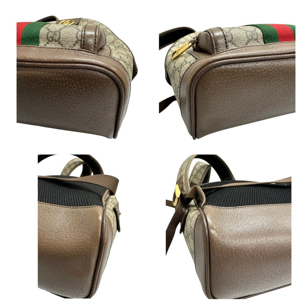 Gucci GG Supreme Ophidia Beige Gold Leather Backpack — view 6