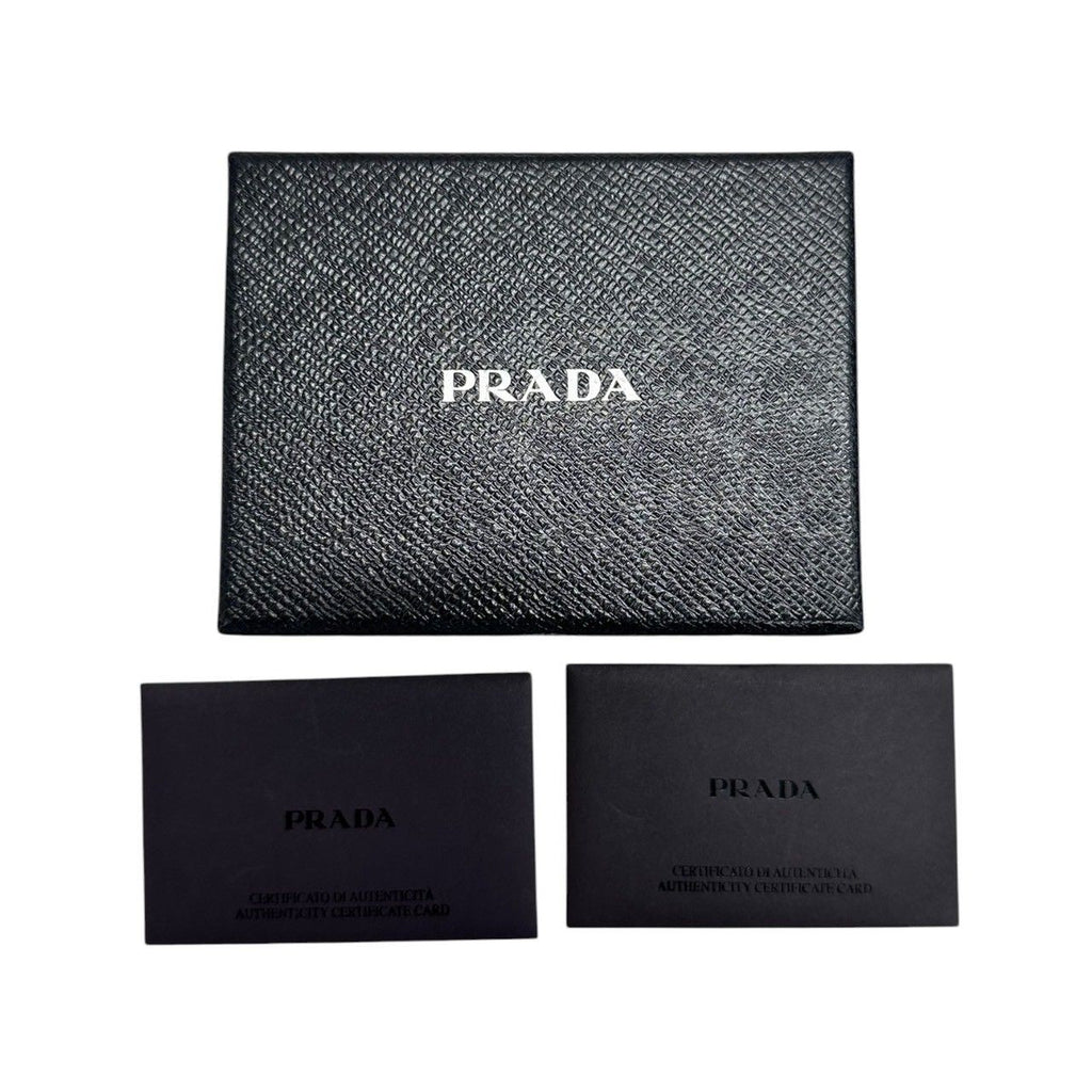 Prada Saffiano Black Gold Leather Coin Case — view 9