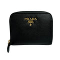 Prada Saffiano Black Gold Leather Coin Case