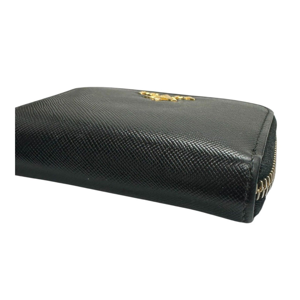 Prada Saffiano Black Gold Leather Coin Case — view 8