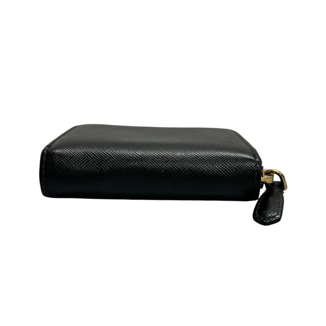 Prada Saffiano Black Gold Leather Coin Case — view 6