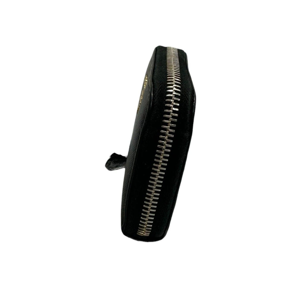 Prada Saffiano Black Gold Leather Coin Case — view 4