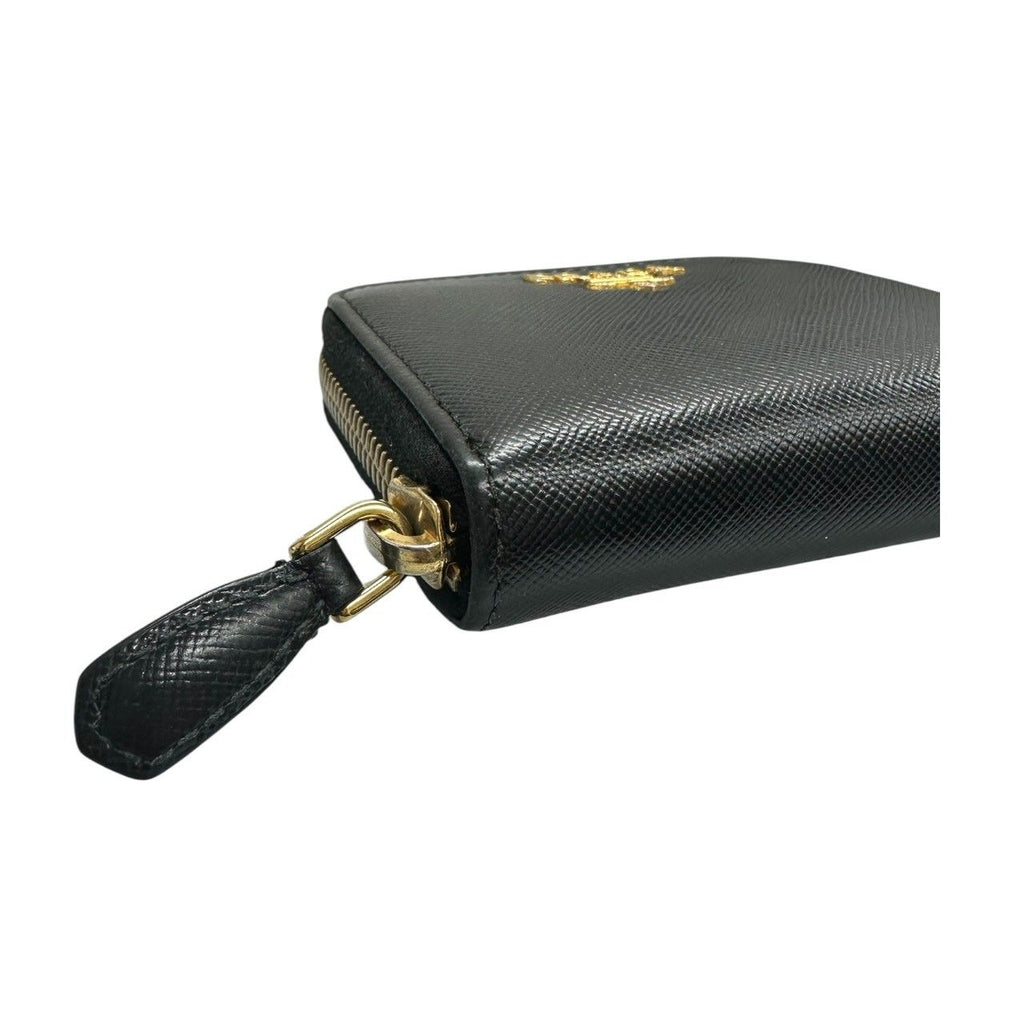 Prada Saffiano Black Gold Leather Coin Case — view 7