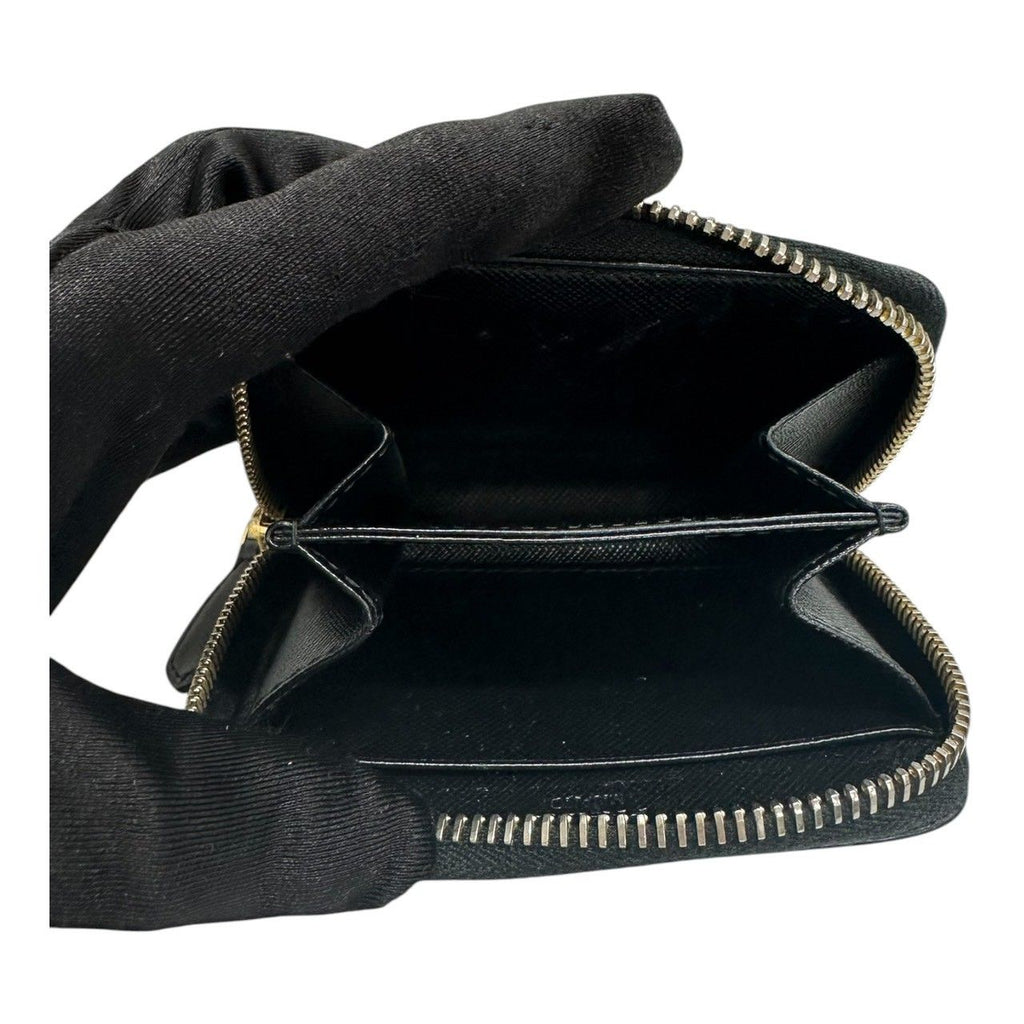 Prada Saffiano Black Gold Leather Coin Case — view 5