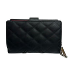 Chanel Cambon Line CC Logo Black Pink Silver Leather Bifold Wallet — view 2