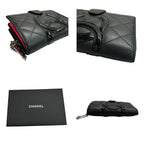 Chanel Cambon Line CC Logo Black Pink Silver Leather Bifold Wallet — view 8