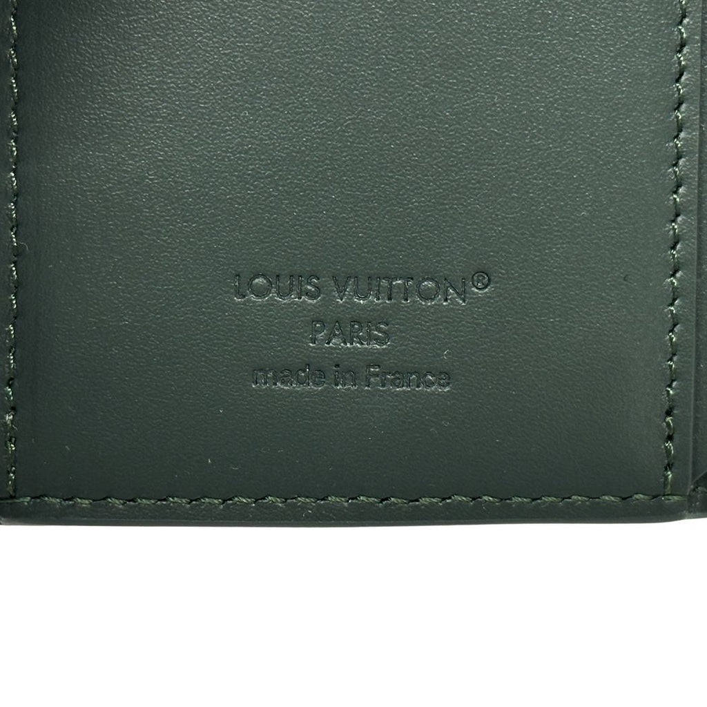 Louis Vuitton Wallet Aerogram Trifold Wax Calf Leather Victor Forest Green — view 5