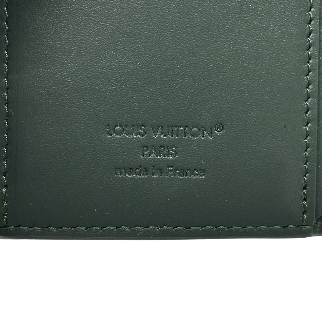 Louis Vuitton Wallet Aerogram Trifold Wax Calf Leather Victor Forest Green — view 5