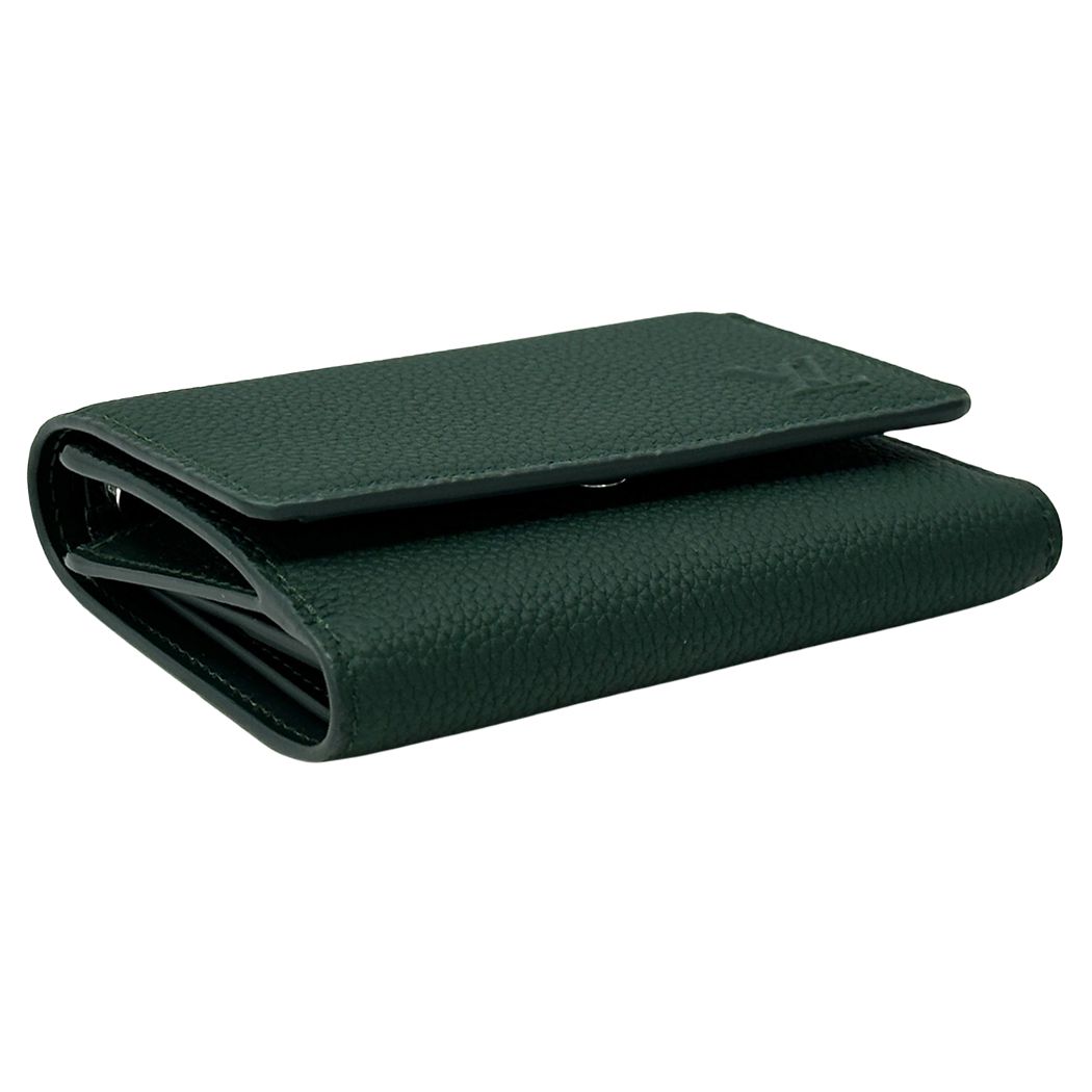 Louis Vuitton Wallet Aerogram Trifold Wax Calf Leather Victor Forest Green — view 3