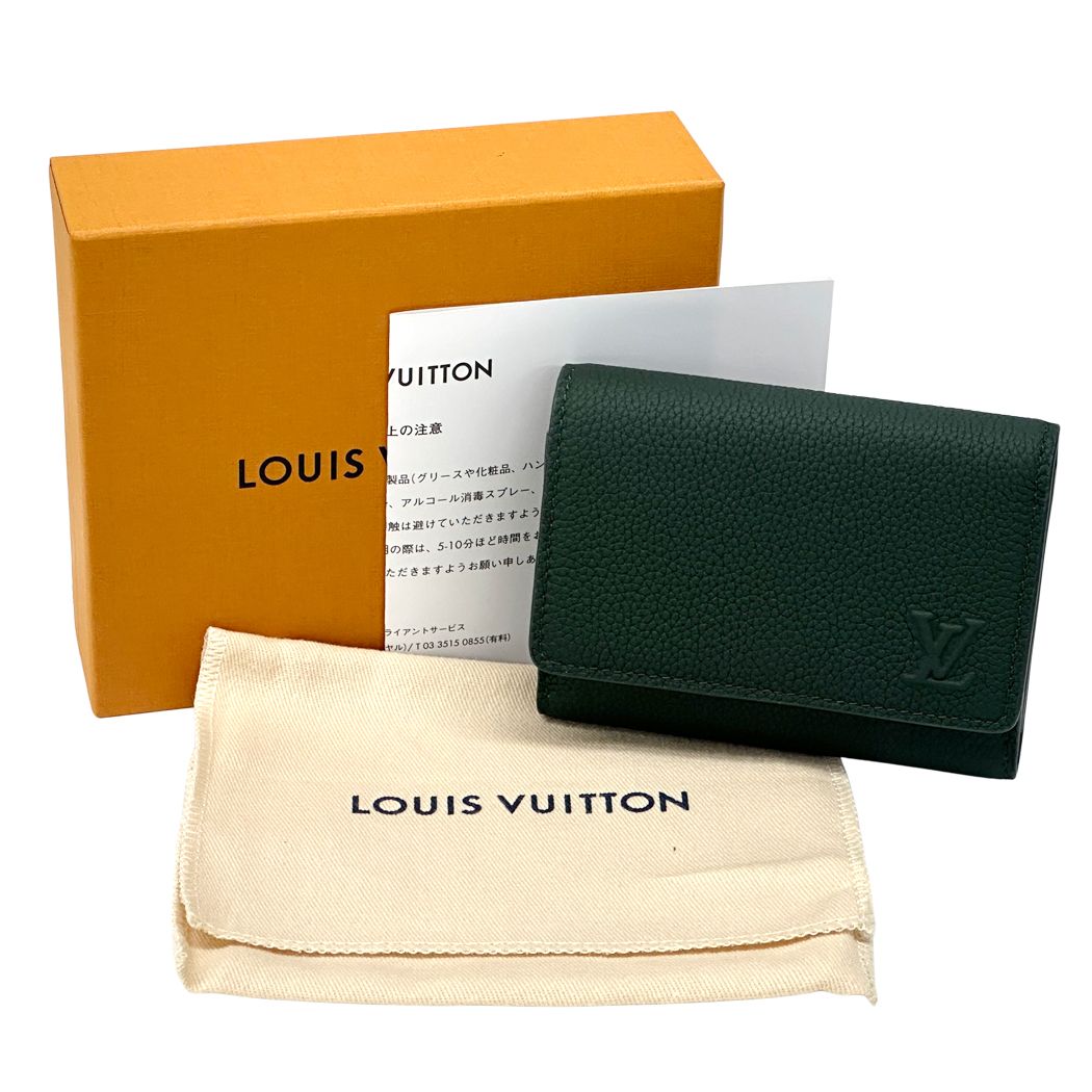 Louis Vuitton Wallet Aerogram Trifold Wax Calf Leather Victor Forest Green — view 8