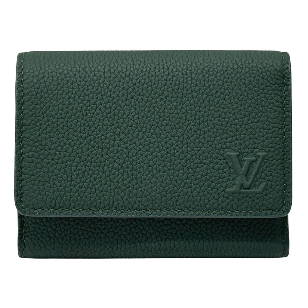 Louis Vuitton Wallet Aerogram Trifold Wax Calf Leather Victor Forest Green
