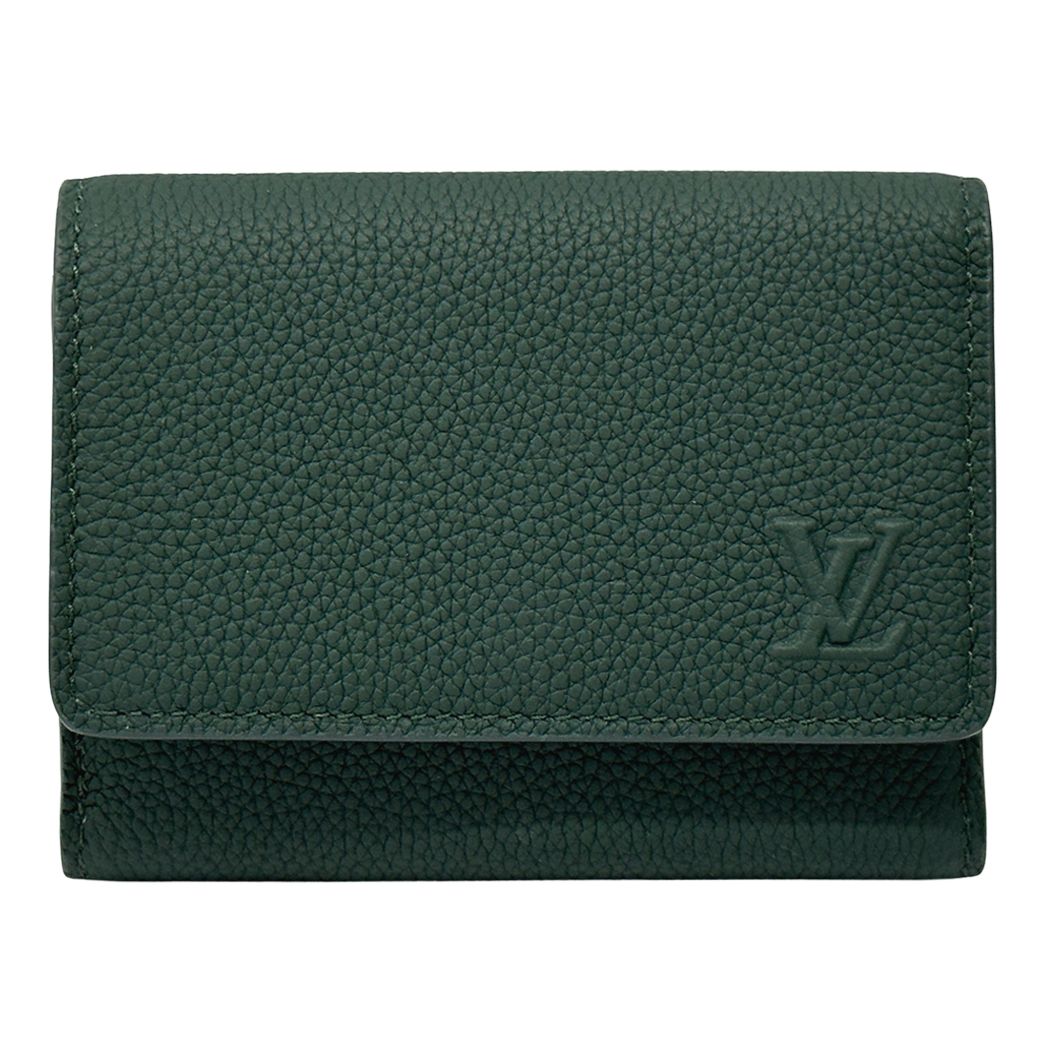 Louis Vuitton Wallet Aerogram Trifold Wax Calf Leather Victor Forest Green
