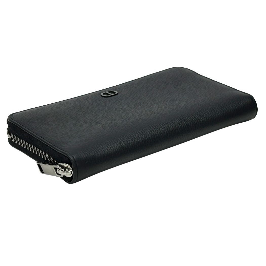 Dior Wallet CD Icon Leather Long Zip Black Logo Simple — view 3