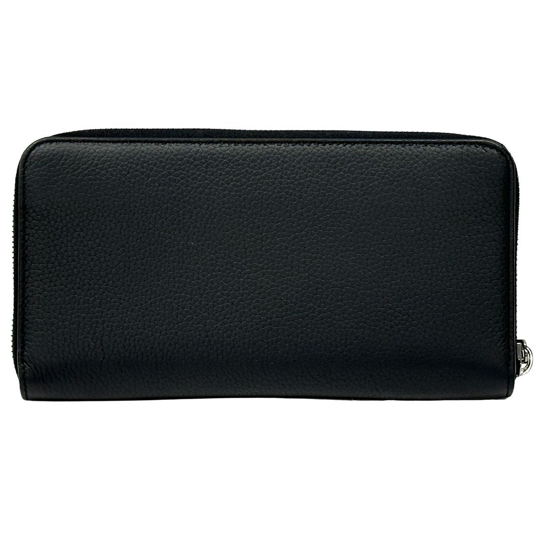 Dior Wallet CD Icon Leather Long Zip Black Logo Simple — view 2