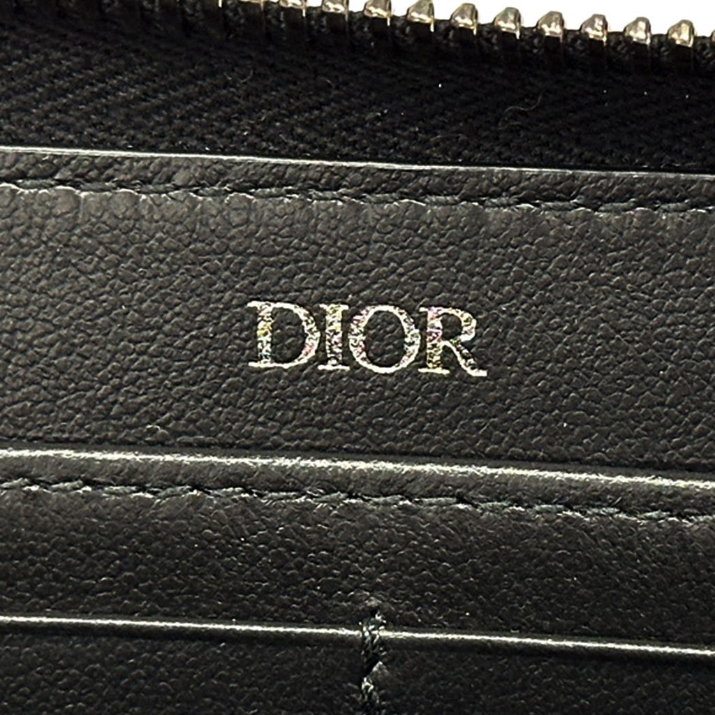 Dior Wallet CD Icon Leather Long Zip Black Logo Simple — view 5