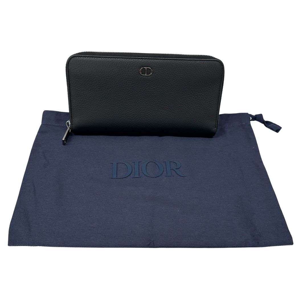 Dior Wallet CD Icon Leather Long Zip Black Logo Simple — view 6