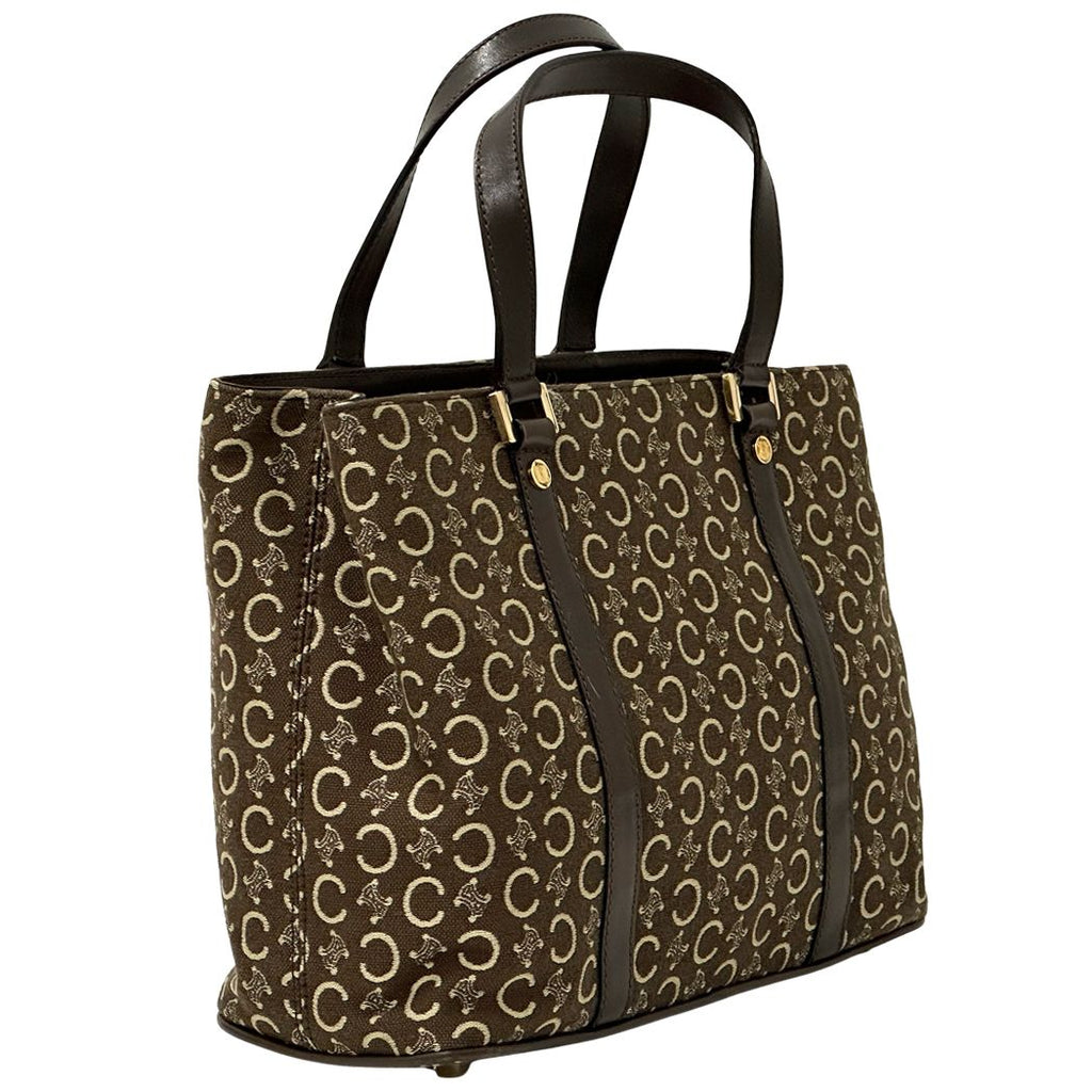 Celine Bag C Blason Handbag Canvas Brown Handle — view 3