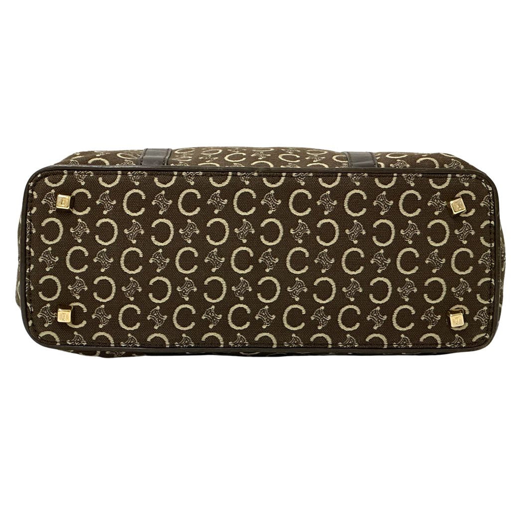 Celine Bag C Blason Handbag Canvas Brown Handle — view 4