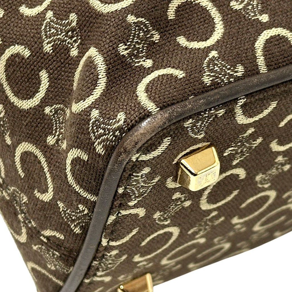 Celine Bag C Blason Handbag Canvas Brown Handle — view 8