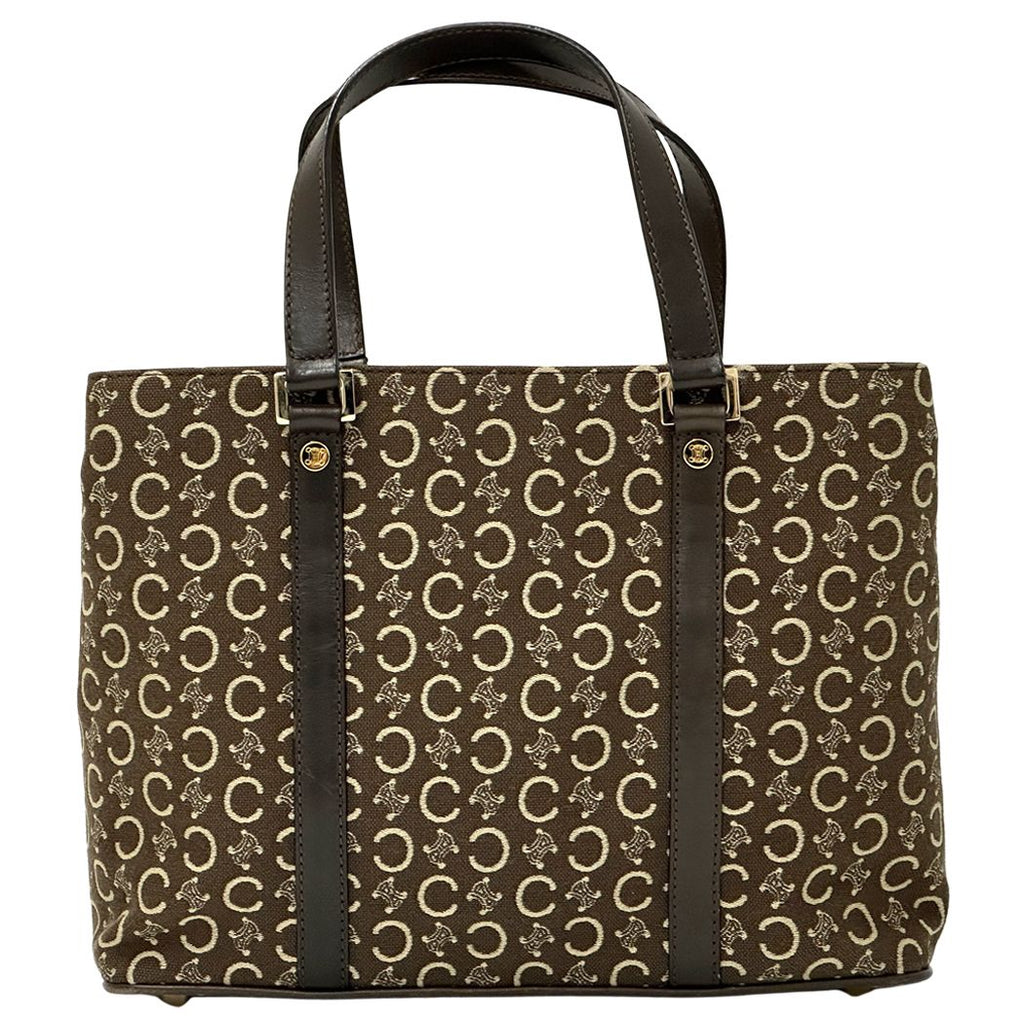 Celine Bag C Blason Handbag Canvas Brown Handle — view 2