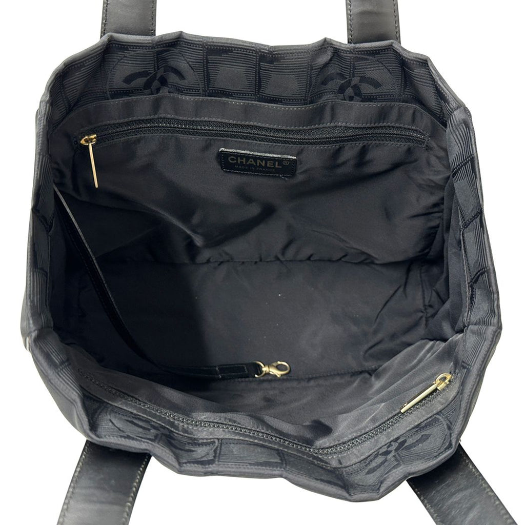 Chanel New Travel Tote PM Nylon Black Gold Shoulder — view 5