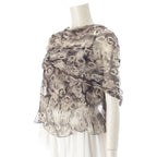 Chanel Coco Camellia Silk Ensemble Camisole Shawl Set Top Gray Black 38 — view 2