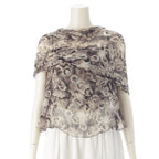 Chanel Coco Camellia Silk Ensemble Camisole Shawl Set Top Gray Black 38