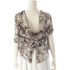 Chanel Coco Camellia Silk Ensemble Camisole Shawl Set Top Gray Black 38 — view 4
