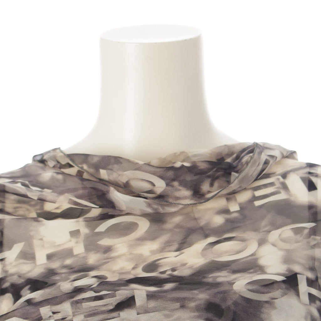 Chanel Coco Camellia Silk Ensemble Camisole Shawl Set Top Gray Black 38 — view 7