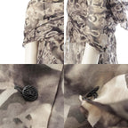 Chanel Coco Camellia Silk Ensemble Camisole Shawl Set Top Gray Black 38 — view 8