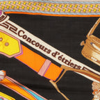Hermes Carre Geant Cashmere Silk Concours D'etriers Shawl Black Scarf