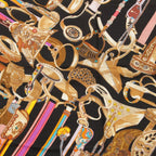 Hermes Carre Geant Cashmere Silk Concours D'etriers Shawl Black Scarf