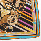 Hermes Carre Geant Cashmere Silk Concours D'etriers Shawl Black Scarf