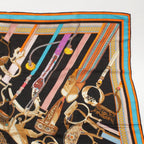 Hermes Carre Geant Cashmere Silk Concours D'etriers Shawl Black Scarf