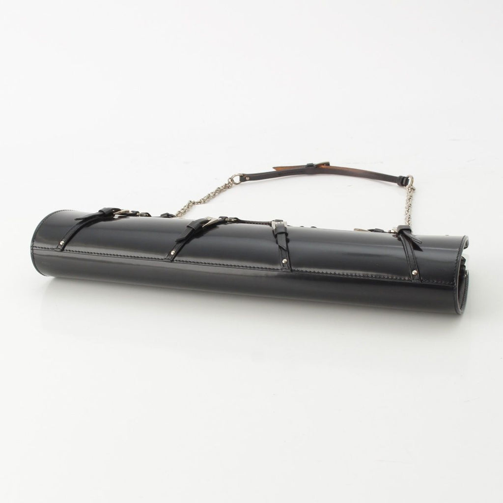 Dior Galiano Era Leather Bondage Chain Shoulder Bag Black