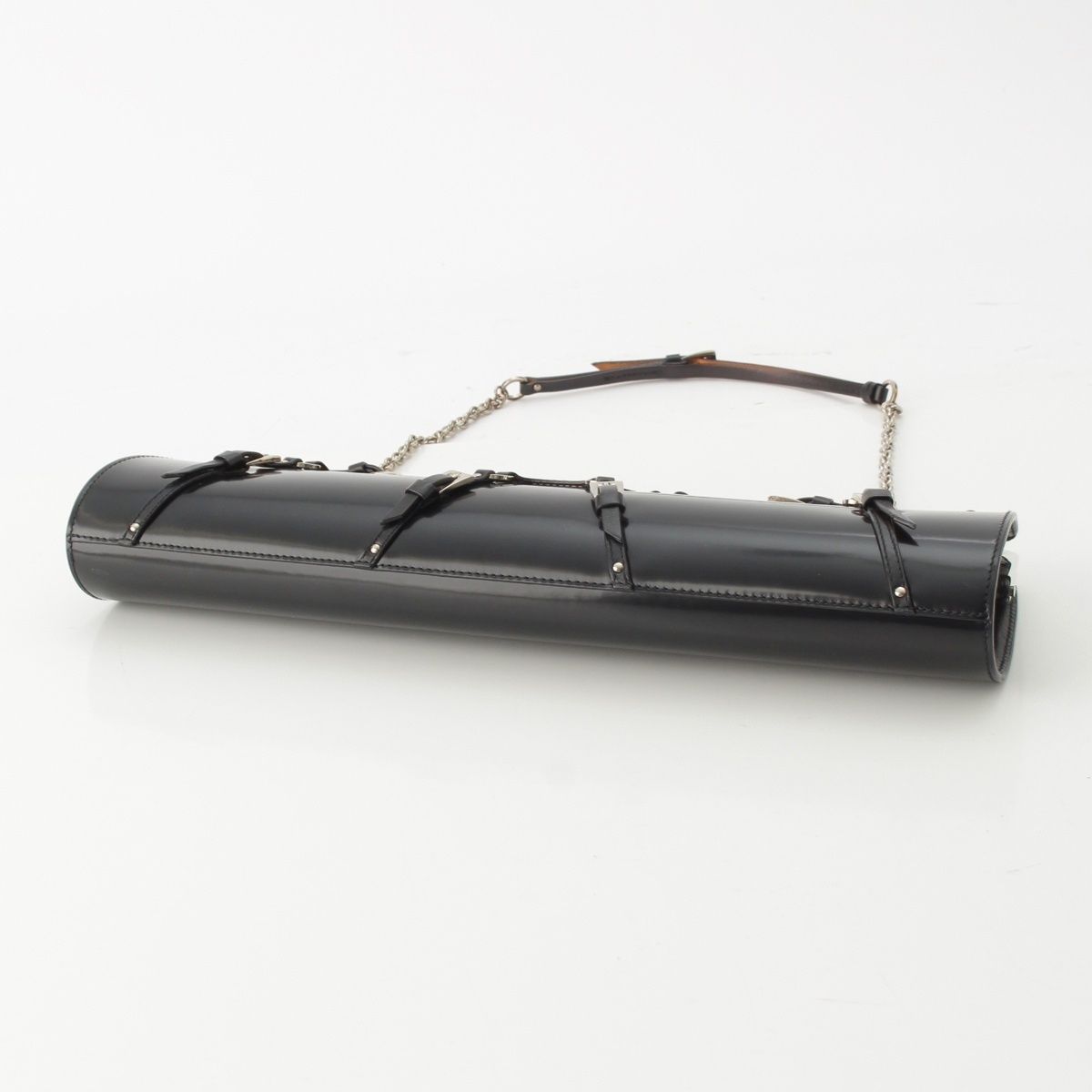 Dior Galiano Era Leather Bondage Chain Shoulder Bag Black