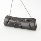 Dior Galiano Era Leather Bondage Chain Shoulder Bag Black