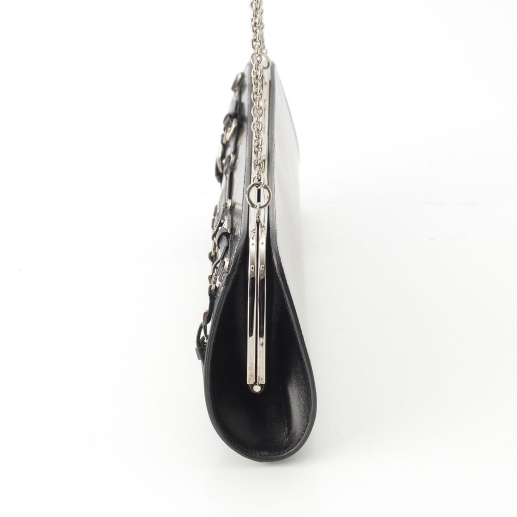 Dior Galiano Era Leather Bondage Chain Shoulder Bag Black