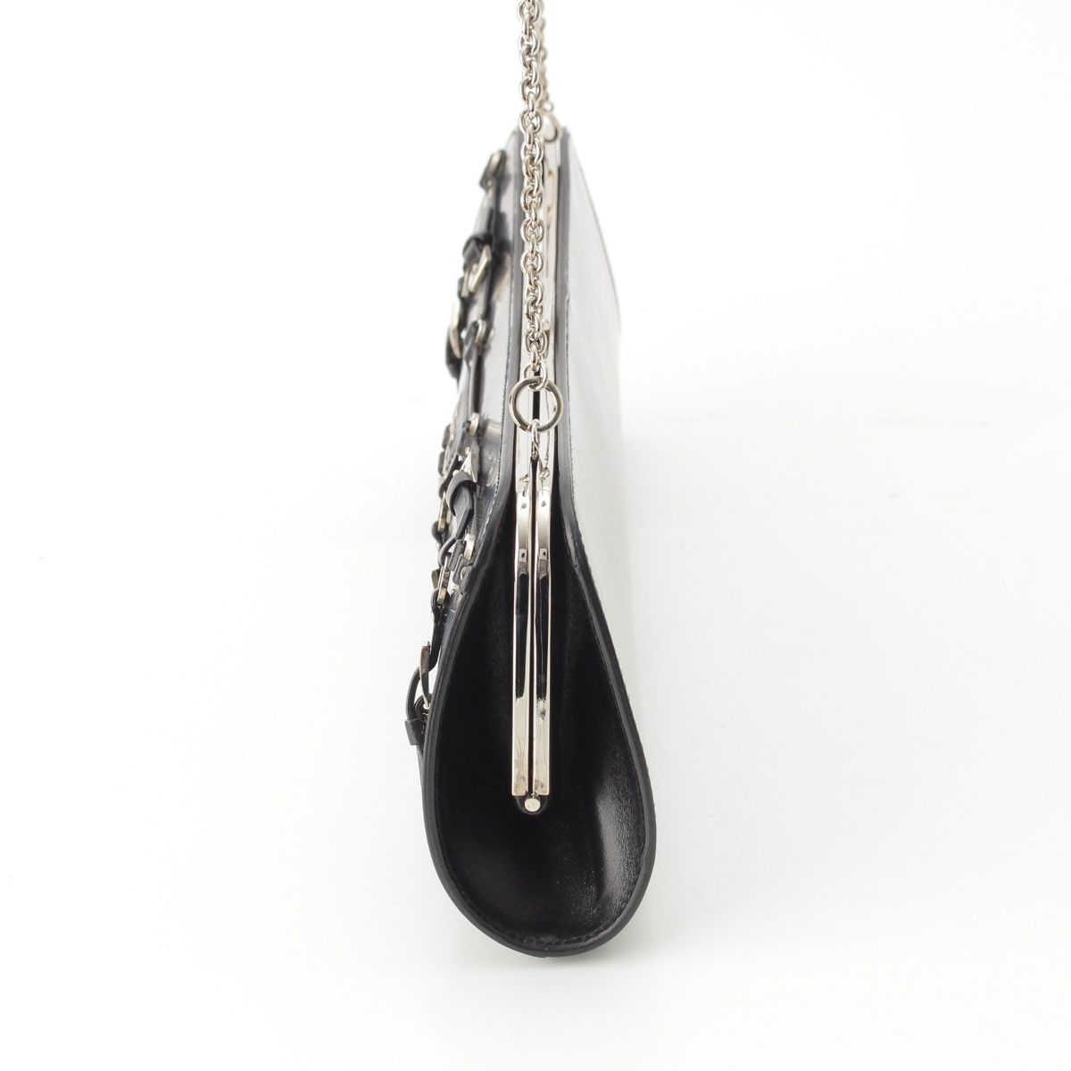 Dior Galiano Era Leather Bondage Chain Shoulder Bag Black