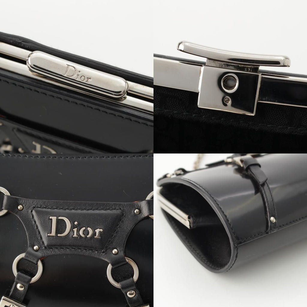 Dior Galiano Era Leather Bondage Chain Shoulder Bag Black