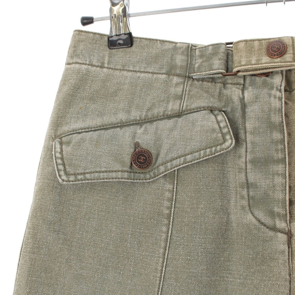 Chanel Denim Cropped Cargo Pants Khaki 36 — view 6