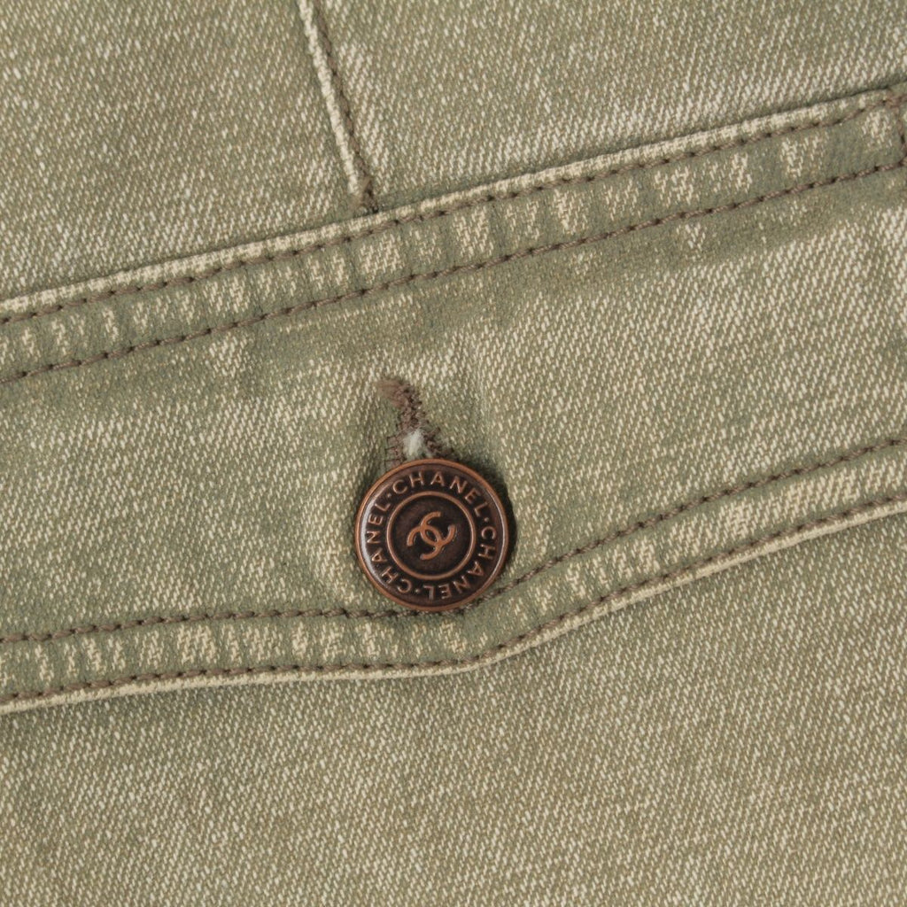 Chanel Denim Cropped Cargo Pants Khaki 36 — view 7