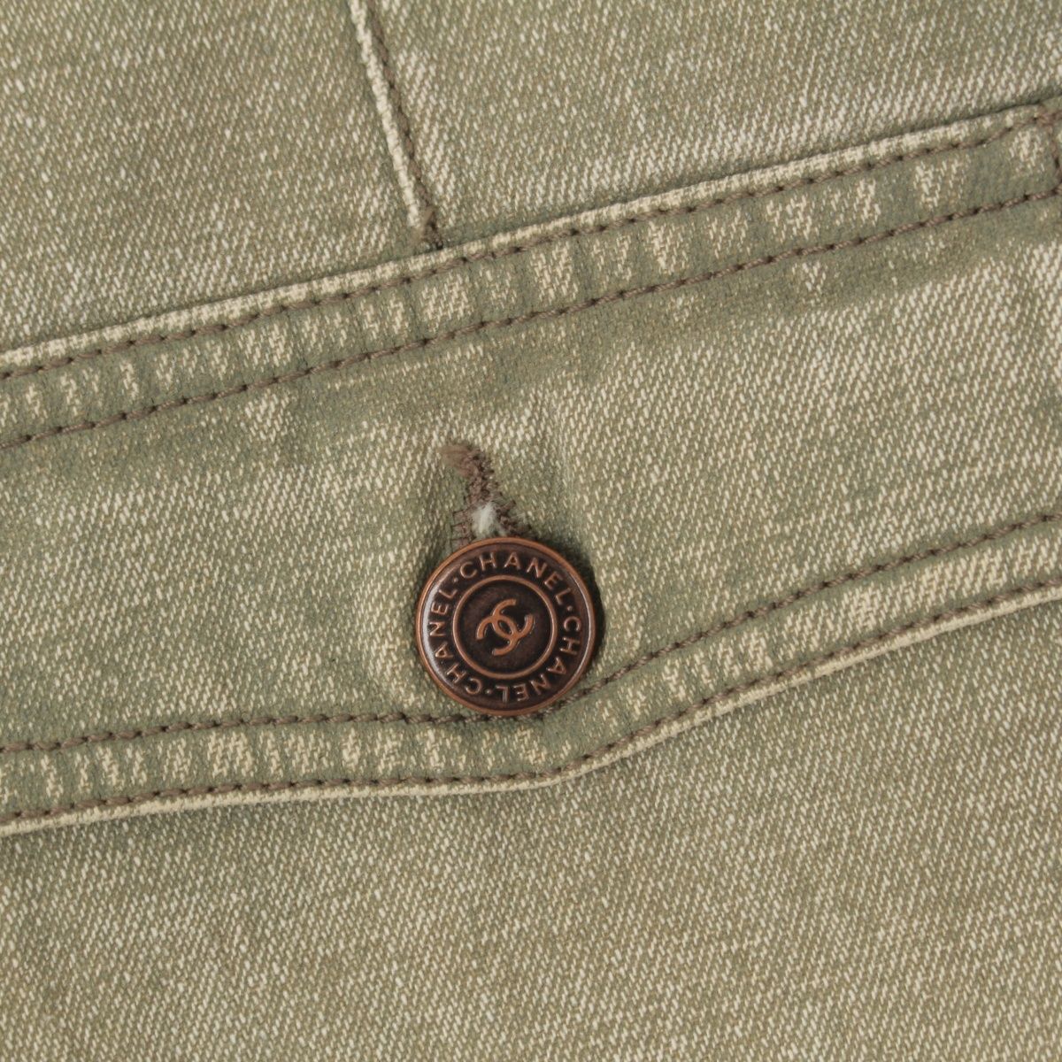 Chanel Denim Cropped Cargo Pants Khaki 36 — view 7