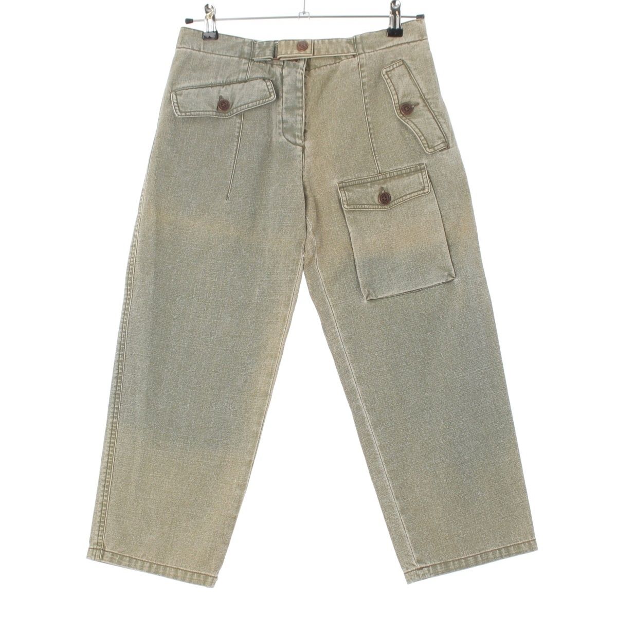 Chanel Denim Cropped Cargo Pants Khaki 36