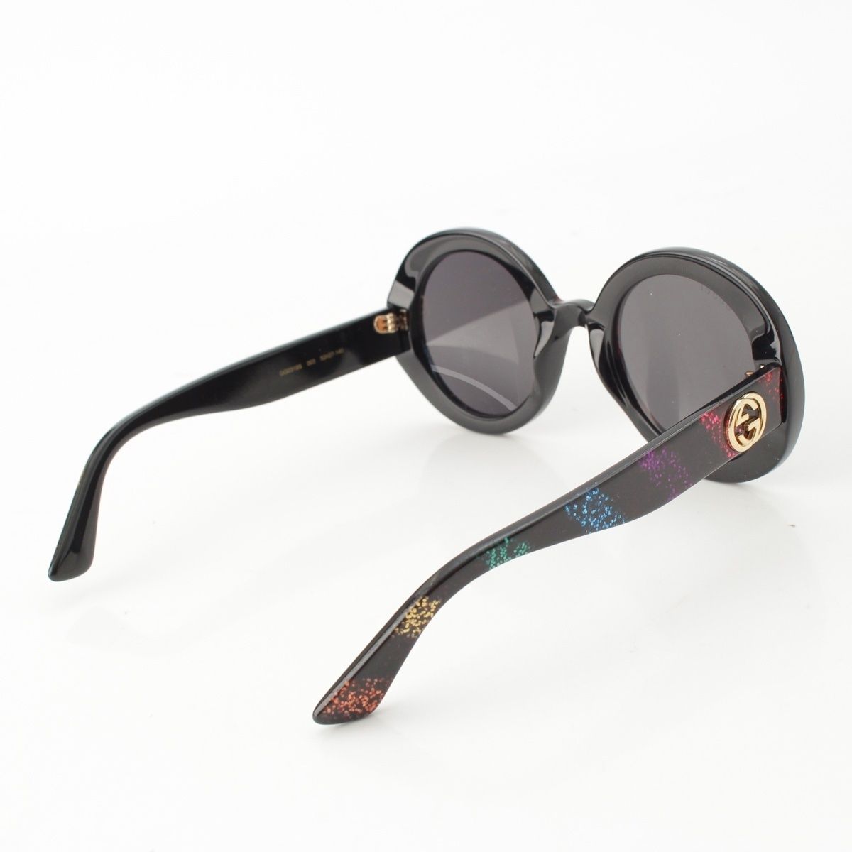 Gucci Interlocking Round Lame Sunglasses Eyewear Black Rainbow