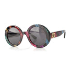 Gucci Interlocking Round Lame Sunglasses Eyewear Black Rainbow