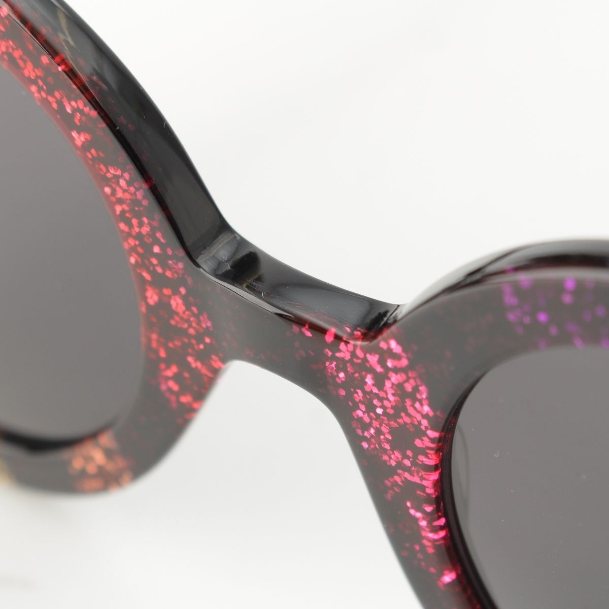 Gucci Interlocking Round Lame Sunglasses Eyewear Black Rainbow